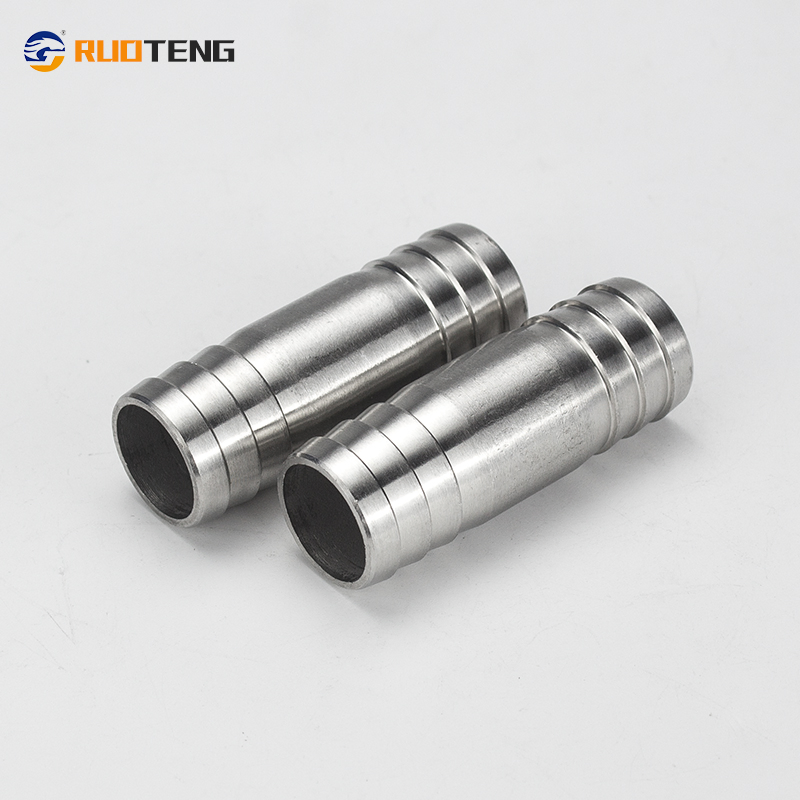 [Ruoteng] Forged Nipple 304 Stainless Steel Hose Barb Splicer Mender Round Union Coupler Pipe Fittings