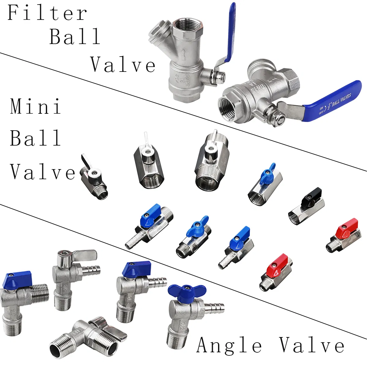 Stainless Steel 304/316 Mini Ball/Gate/Globe/Angle/Check/Sanitary/Industrial/Filter/3PC/2PC/1PC Valve with BSPP/BSPT/NPT Thread/High Platform for Water/Oil/Gas