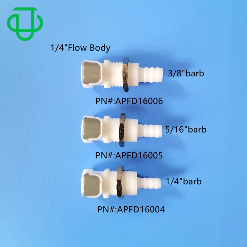 POM 1/4" 5/16" 3/8" Hose Barb Tube Connector Plastic Panel Mount Quick Connect Disconnect Shut off Bulkhead Hose Coupling