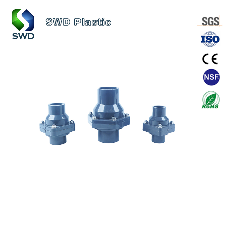 DIN Standard 1.0MPa Industrial PVC Swing Check Valve Non Return Wafer Type 3/4"-6" for Water Treatment