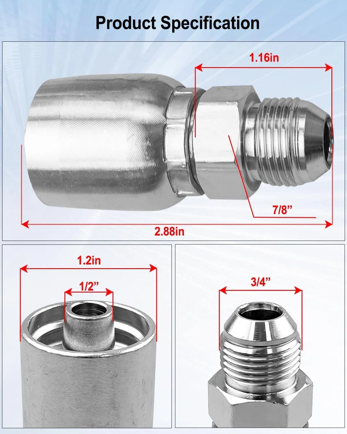 Forged Metric 3/4" Male Thread 24 Cone Seat Stainless Steel Hydraulic Hose Nipple Fittings 10411 10511, Huaj Factory OEM