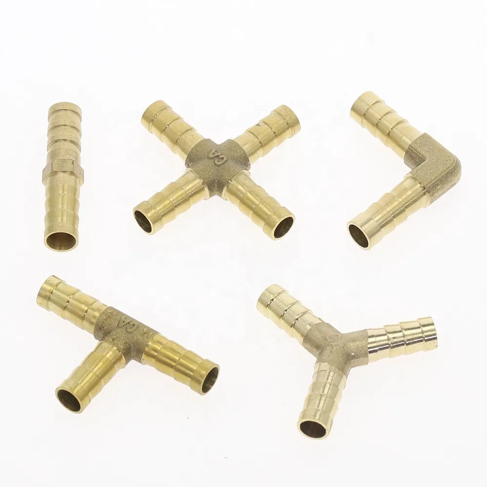 Pneumatic Hydraulic Brass Female Male Straight Cross Elbow X Y T Shape Pipe Adapter Hose Barb Fitting