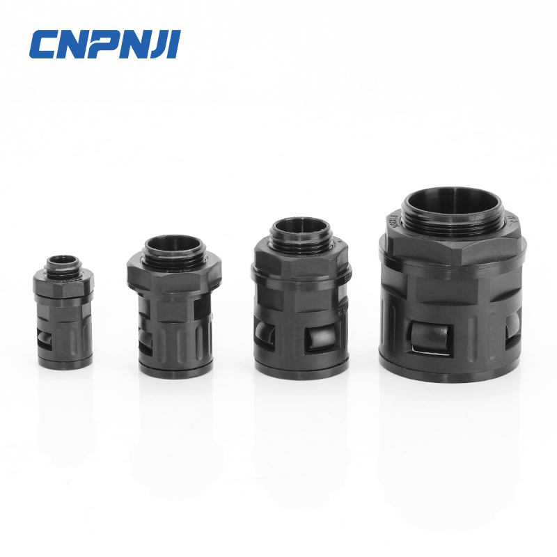 Nylon-Reinforced Quick-Connect Conduit Adapter: M20/M25 Straight Connector with Secure Locking Screw Reliable Electrical Pipe Joining in Industrial,