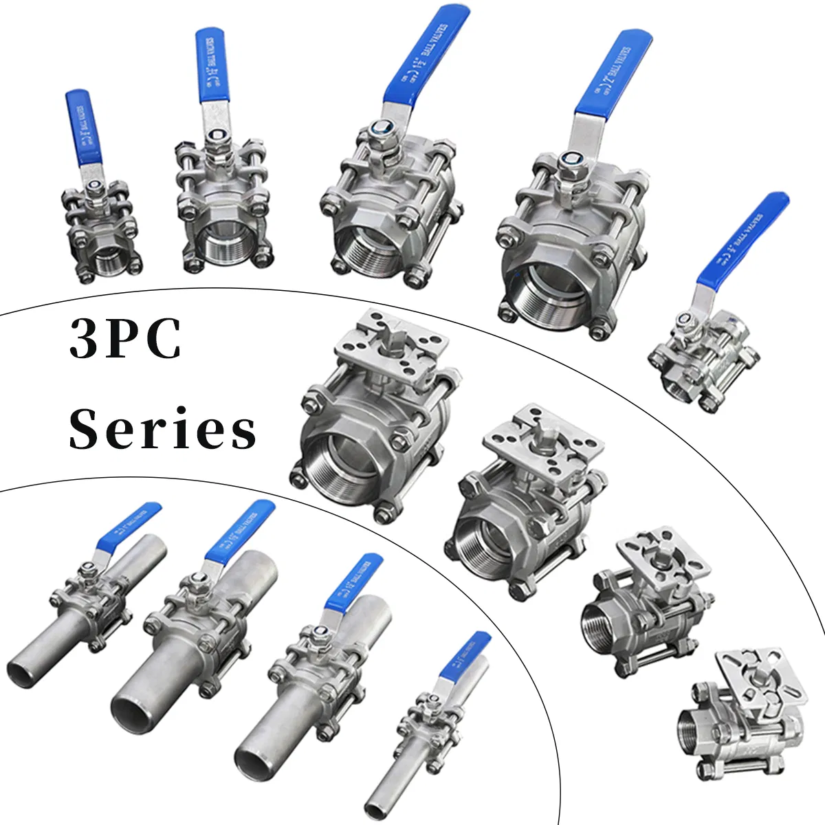 Stainless Steel 304/316 Mini Ball/Gate/Globe/Angle/Check/Sanitary/Industrial/Filter/3PC/2PC/1PC Valve with BSPP/BSPT/NPT Thread/High Platform for Water/Oil/Gas