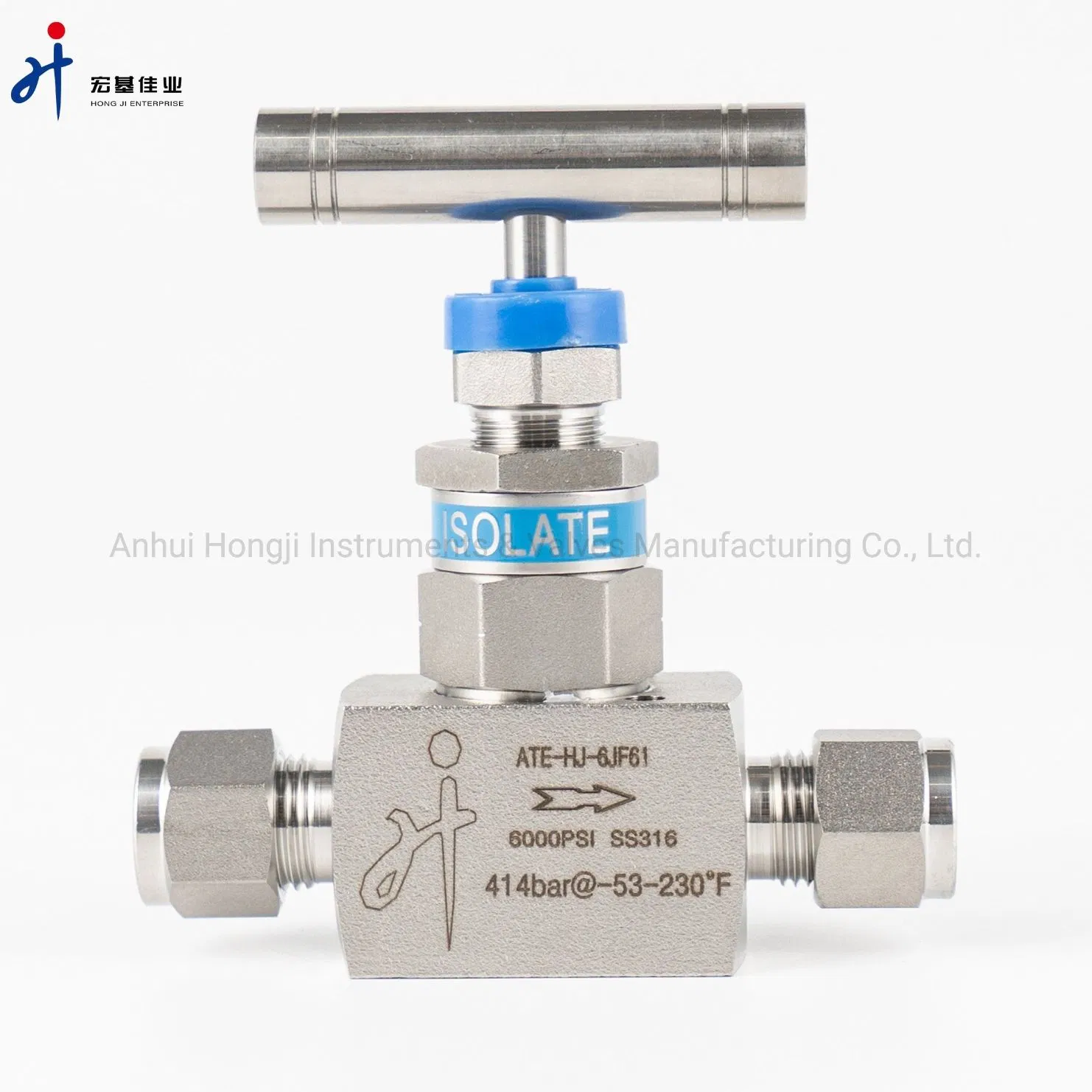 Stainless Steel Needle Valve with Silver Plated Dual Ferrules 1/4" Needle Valve for Oil