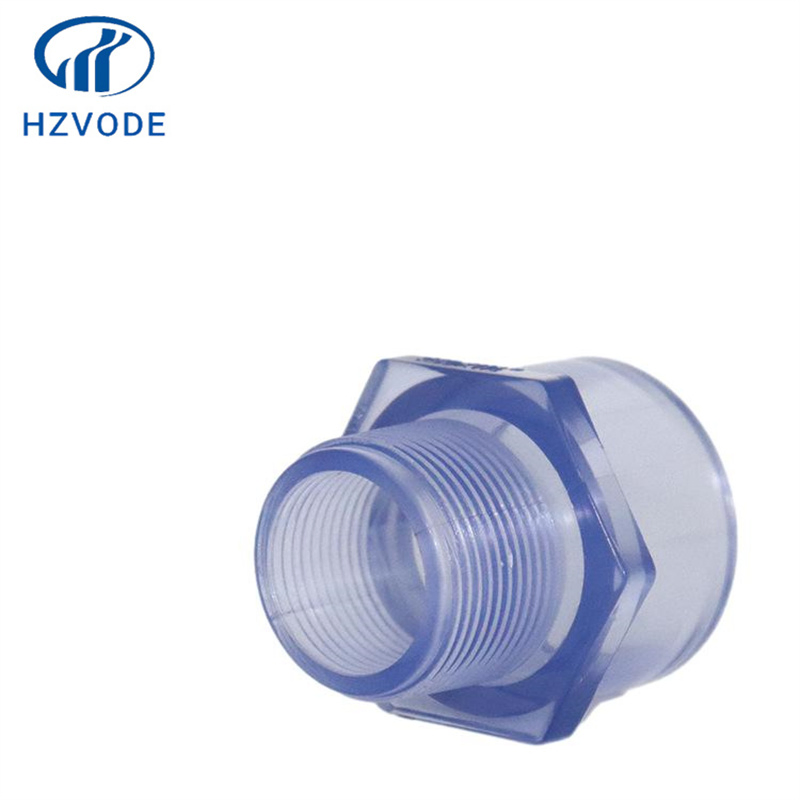 UPVC Transparent External Thread Connector, Industrial Water Treatment Transparent Pipe Fittings, UPVC Water Pipe Connector