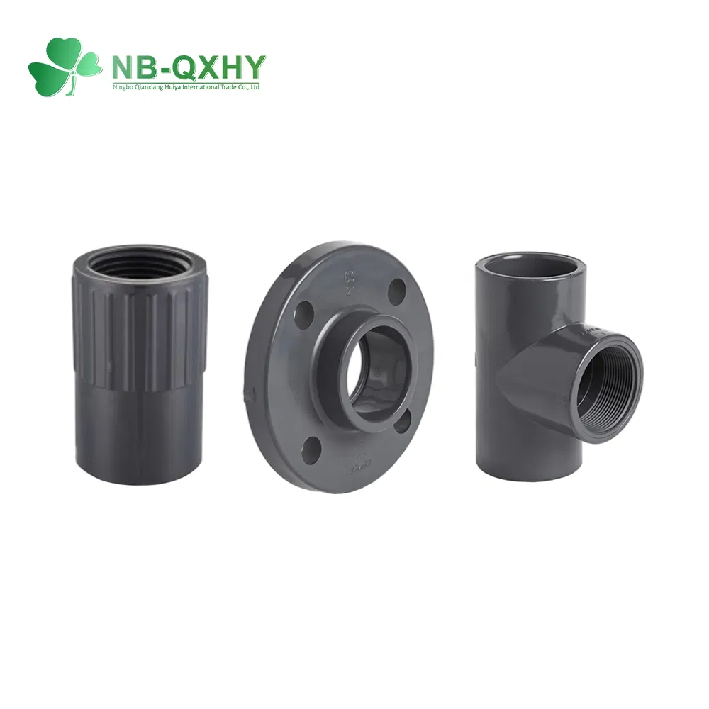 High Pressure PPR Plastic ANSI Sch80 Pn16 Male Female Thread Union Coupling Tee Cap Connector Dark Grey UPVC CPVC PVC Plumbing Pipe Fitting