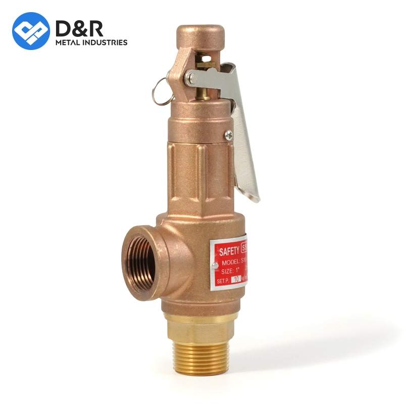 D&R Brass Adjustable Safety Relief Valve Thread Metal Seal Spring Loaded Bypass Pressure Safety Valve with Handle Lever for Boilers HVAC Systems