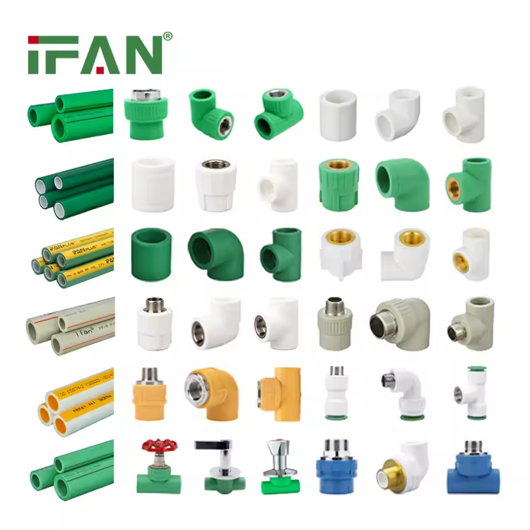 Ifan ASTM F2389 Full Variety Fitting PPR High Pressure 20-110mm PPR Water Pipe Fittings Dark Green Hot Selling PPR Fittings