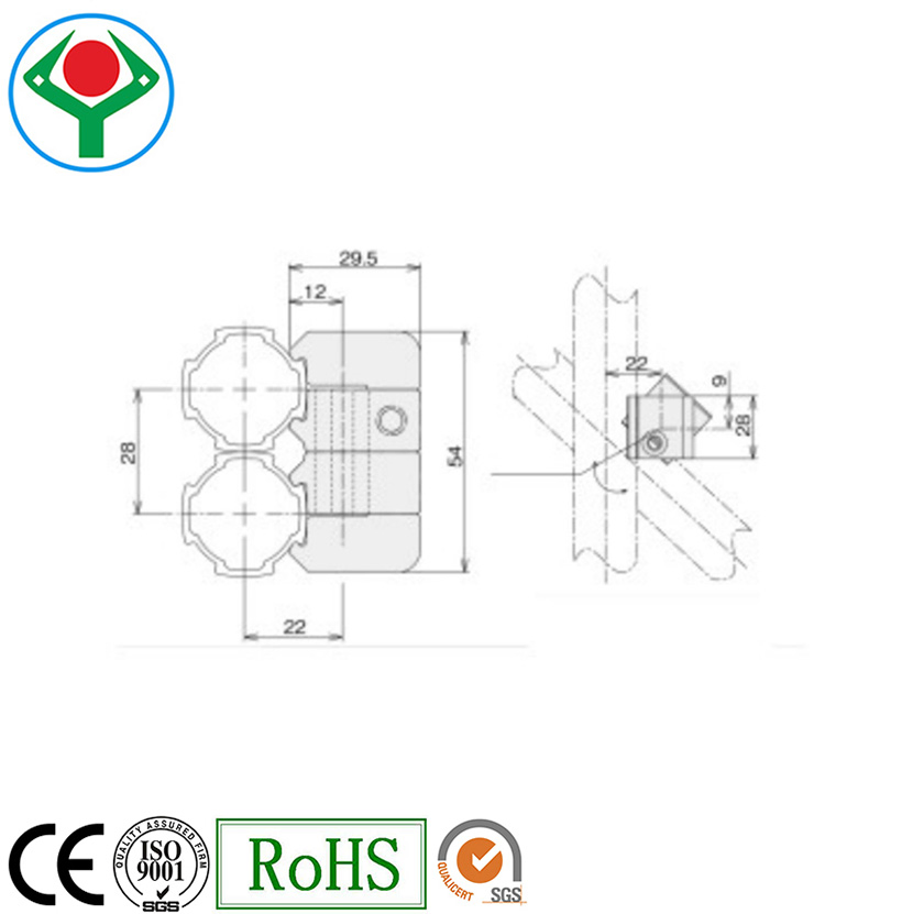 Od 28mm Connector Aluminium Pipe Joint Aluminum Connector for Industrial Workstation
