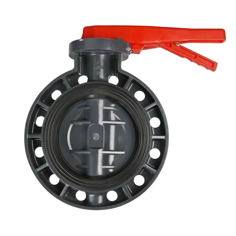 High Quality Big Size 16" DN400 Plastic Butterfly Valve UPVC Wafer Type Worm Gear Butterfly Valve PVC Manual Handle Butterfly Valve DIN ANSI JIS Standard