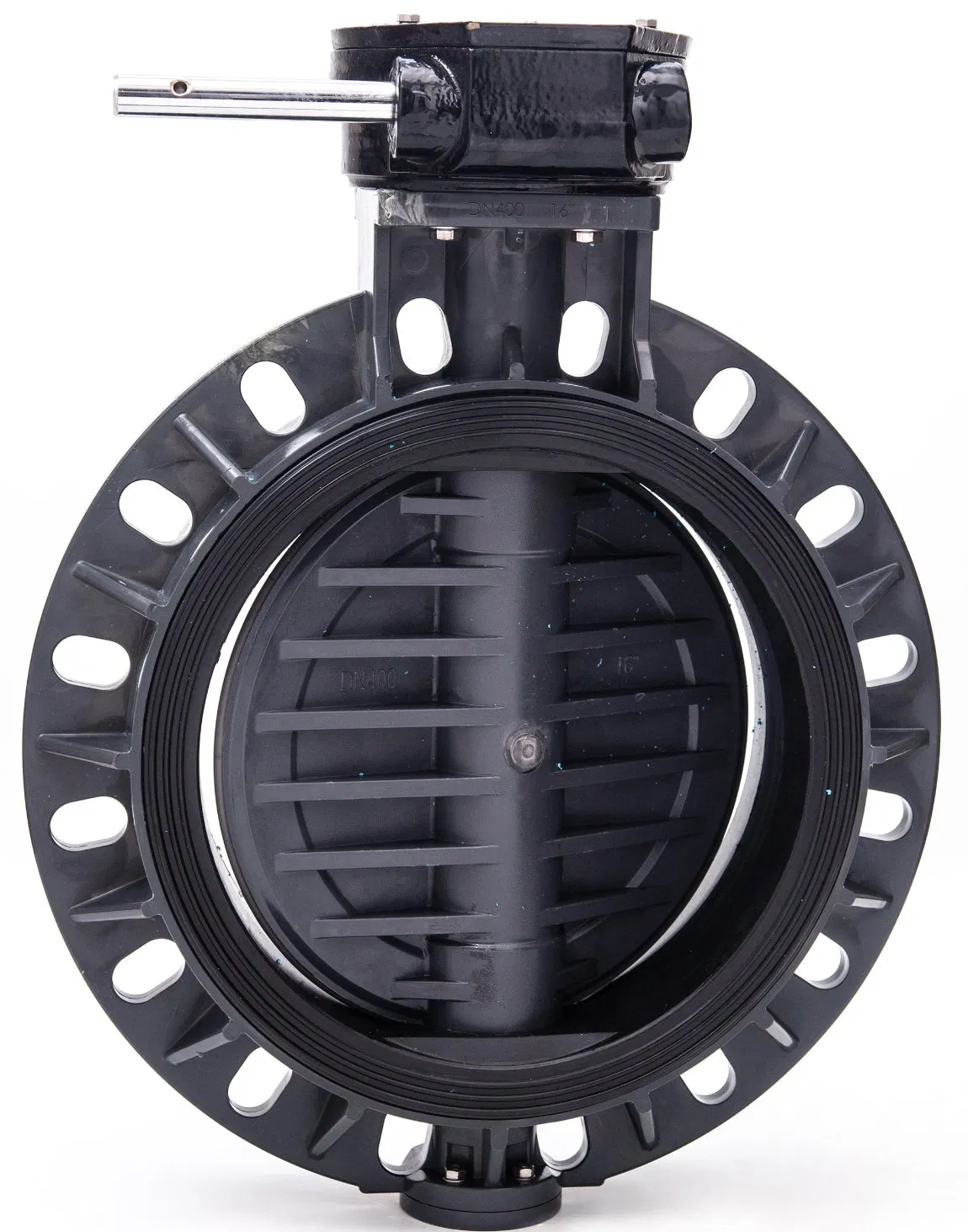 High Quality Big Size 16" DN400 Plastic Butterfly Valve UPVC Wafer Type Worm Gear Butterfly Valve PVC Manual Handle Butterfly Valve DIN ANSI JIS Standard