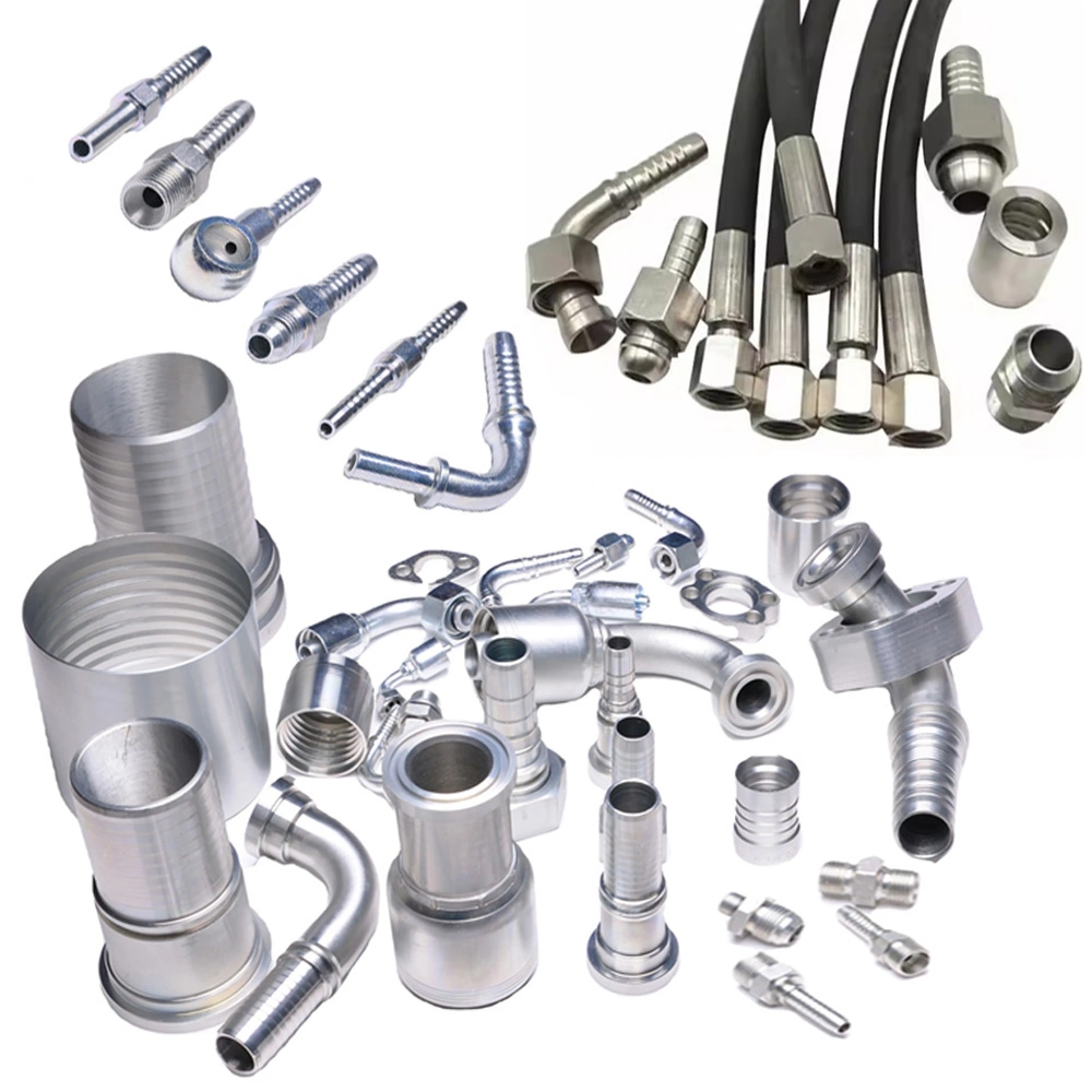 Swaged Reusable Galvanized or Stainless Steel Adapter Metric Quick Coupling Parker Hydraulic Rubber Hose Tube Assembly Fitting NPT Jic SAE Bsp Metric Orfs