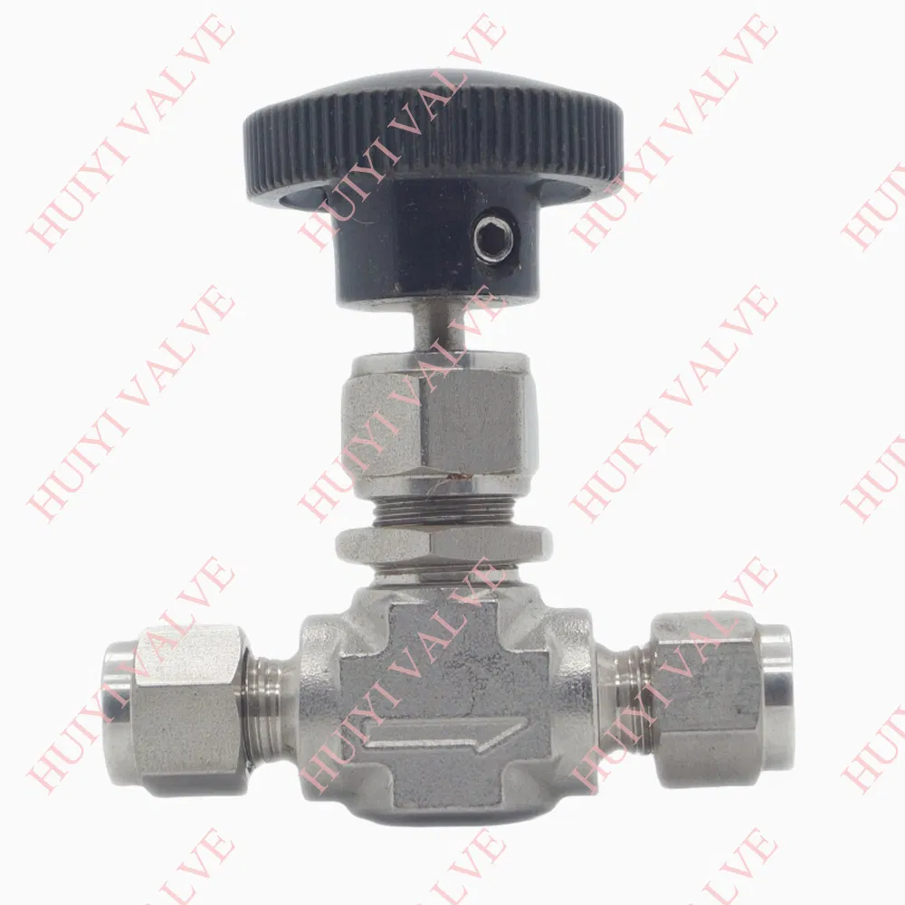 Stainless Steel 304 316L 1/8''-1'' 6000 Psig Manual Gas Needle Valve with Double Ferrules and Customized Knob Handle