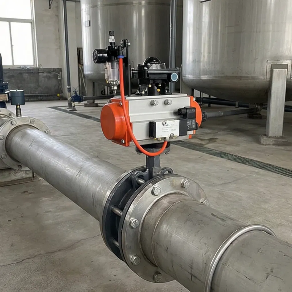 OEM/ODM Industrial High Quality Pneumatic Electric Actuator Wafer Butterfly Valve DN100 Pn16 with Stainless Steel Disc, PTFE Seat, Saf2205