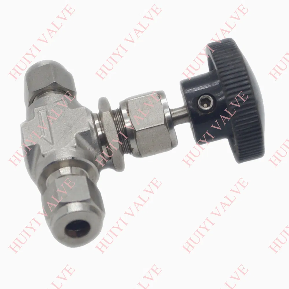 Stainless Steel 304 316L 1/8''-1'' 6000 Psig Manual Gas Needle Valve with Double Ferrules and Customized Knob Handle