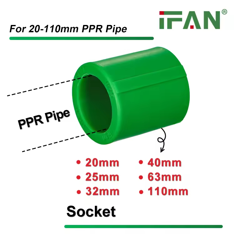 Ifan ASTM F2389 Full Variety Fitting PPR High Pressure 20-110mm PPR Water Pipe Fittings Dark Green Hot Selling PPR Fittings