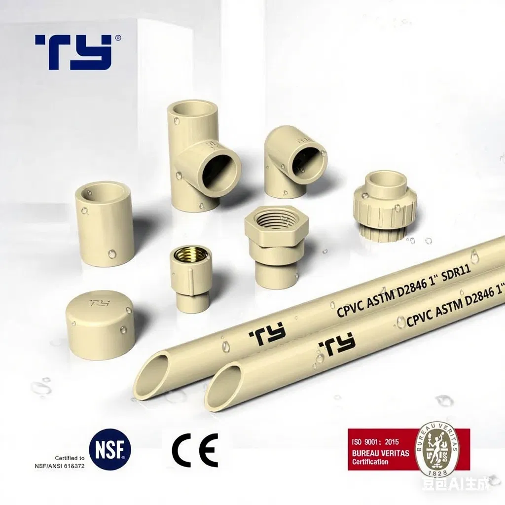 High Quality ASTM D2846 Plastic/CPVC Pipe Fittings Long Male Plug Socket Female Brass Coupling Elbow Adapter Over Bend Clip