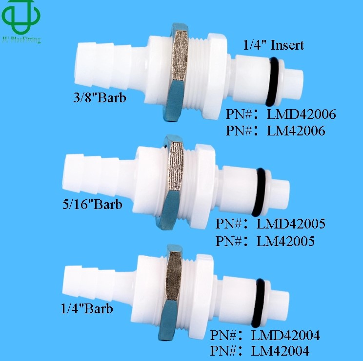 Medical 1/4" 5/16" 3/8" Hose Barb Non-Valved Straight Plastic Quick Connect Disconnect Tube Connector Hose Couplings
