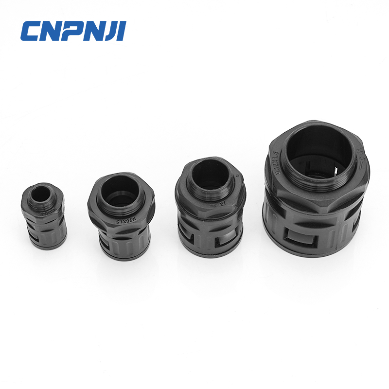 Nylon-Reinforced Quick-Connect Conduit Adapter: M20/M25 Straight Connector with Secure Locking Screw Reliable Electrical Pipe Joining in Industrial,
