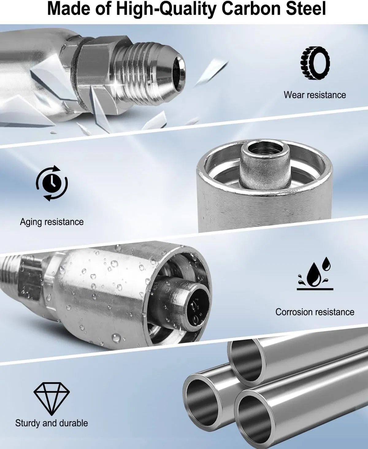 Forged Metric 3/4" Male Thread 24 Cone Seat Stainless Steel Hydraulic Hose Nipple Fittings 10411 10511, Huaj Factory OEM