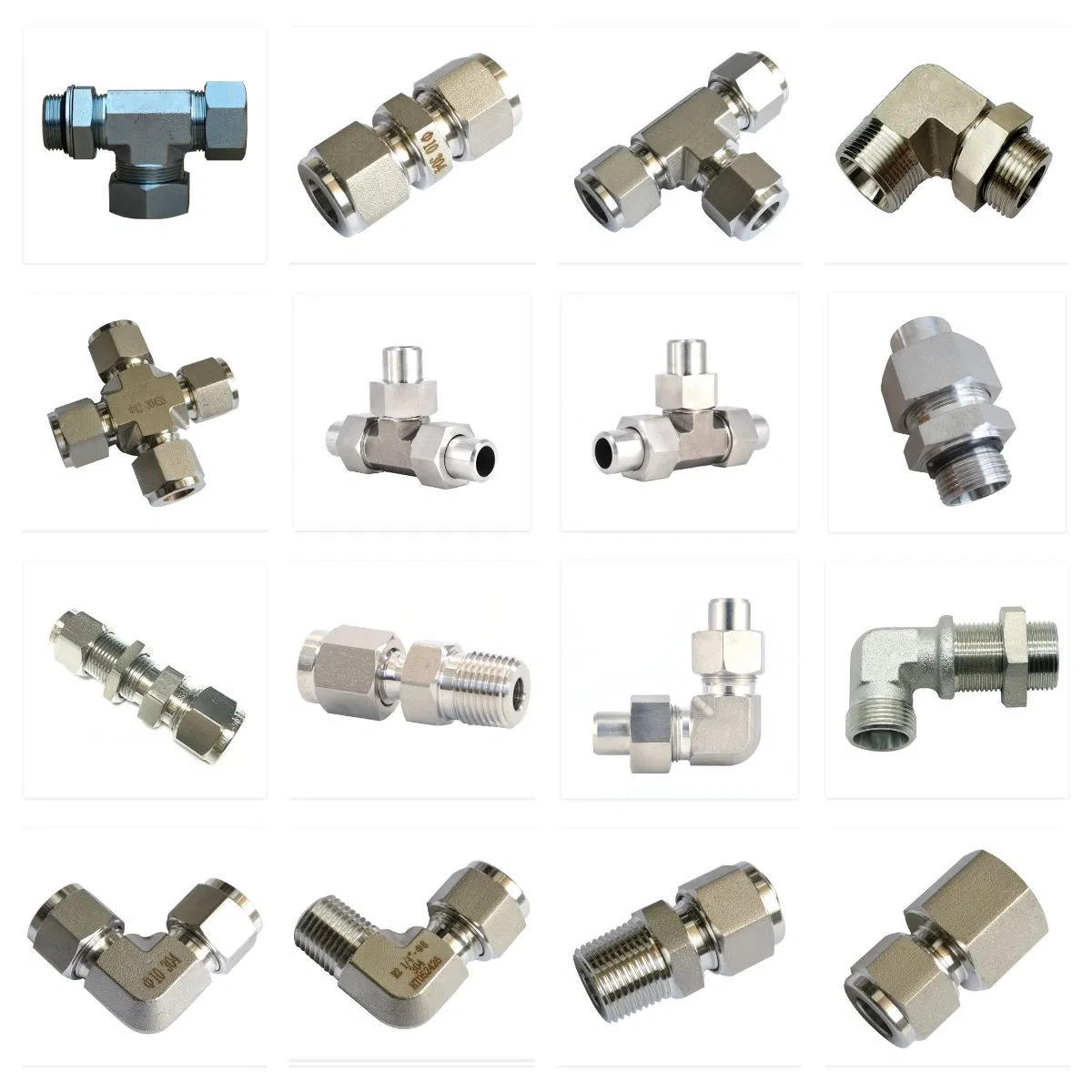 Stainless G to NPT Adapter Compression Fittings for Carbon Steel Pipes Adaptadores Hidraulicos Steel Pipe Fitting Metric Reusable BSPT Double Ferrule Fitting