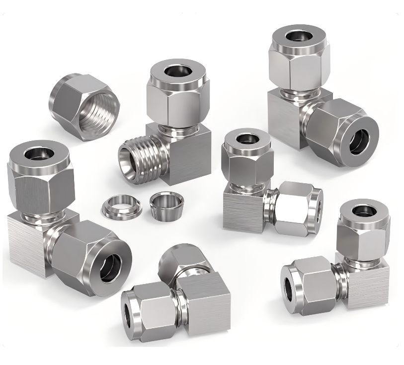 Stainless G to NPT Adapter Compression Fittings for Carbon Steel Pipes Adaptadores Hidraulicos Steel Pipe Fitting Metric Reusable BSPT Double Ferrule Fitting