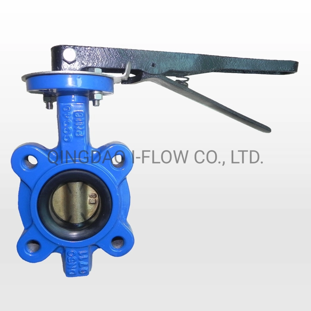 Cast Iron Steel Full PTFE Lined Flange End Wafer Type Butterfly Valve