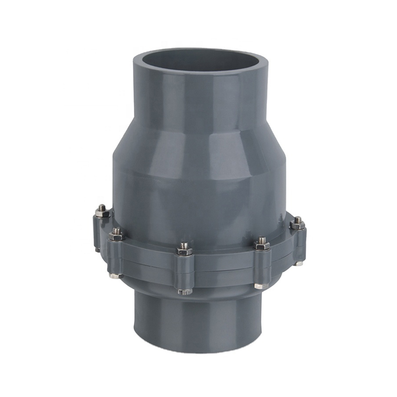 DIN Standard 1.0MPa Industrial PVC Swing Check Valve Non Return Wafer Type 3/4"-6" for Water Treatment