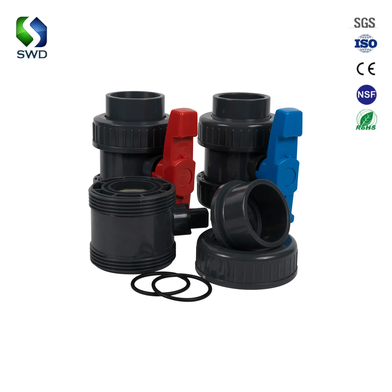 20mm-110mm/1/2"-4" DIN/ASTM Standard OEM Factory Supply Plastic Single &amp; Double Union Socket or Threaded Plastic PVC Butterfly Ball Valve
