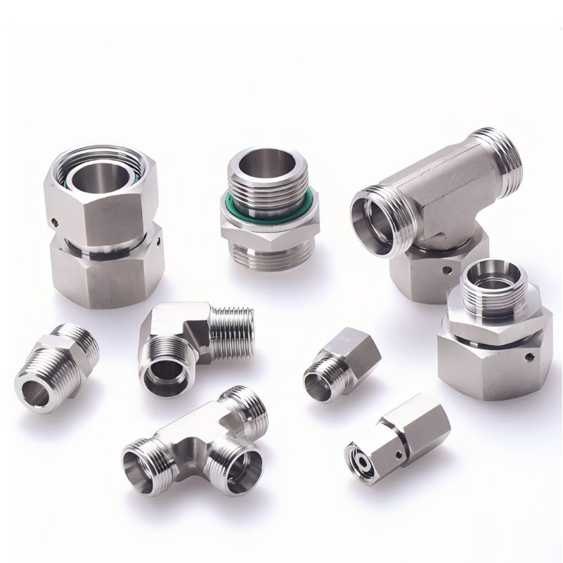 Stainless G to NPT Adapter Compression Fittings for Carbon Steel Pipes Adaptadores Hidraulicos Steel Pipe Fitting Metric Reusable BSPT Double Ferrule Fitting