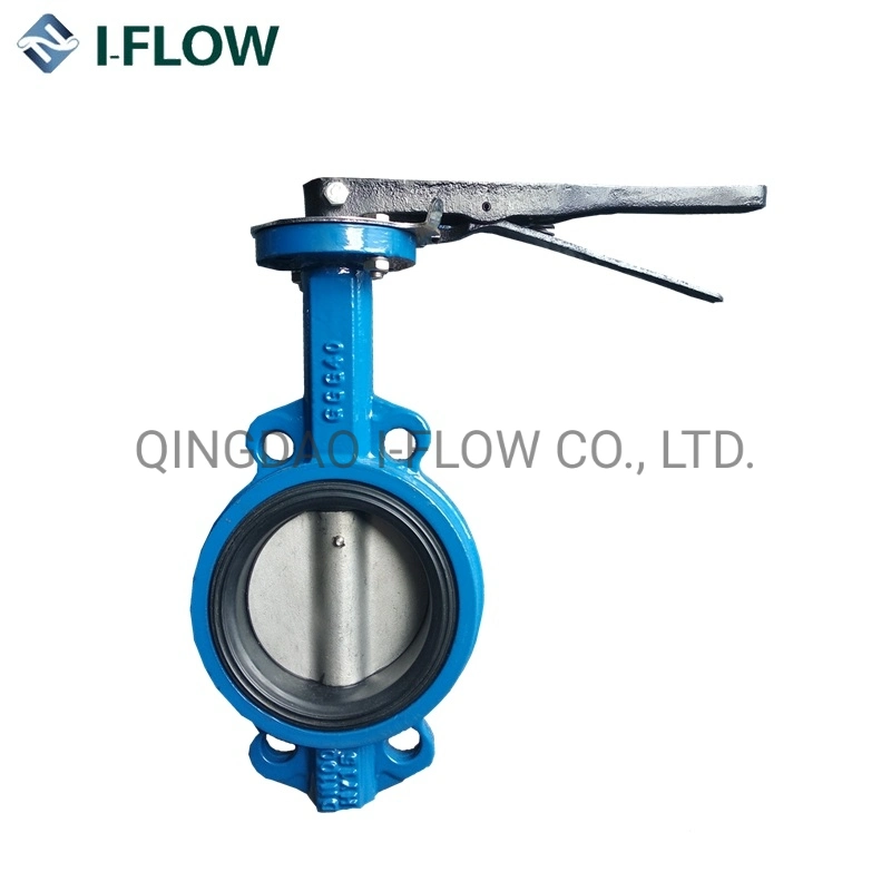 Cast Iron Steel Full PTFE Lined Flange End Wafer Type Butterfly Valve