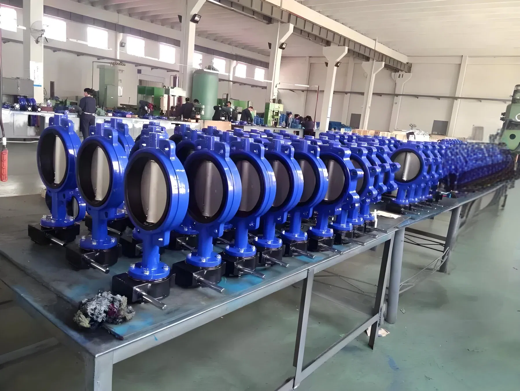 CE DN200 DN65 DN150 Cast Iron Soft Sealing Center Line Manual Lever Wafer Butterfly Valve for Water Fire Protection