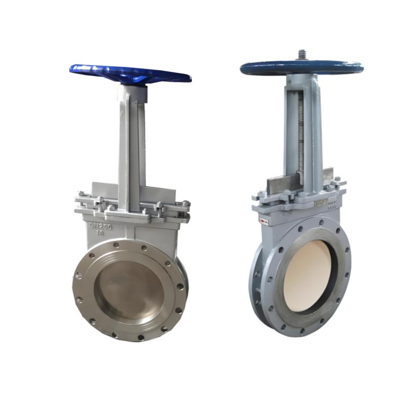 CE ANSI Pn16 Pn25 DN100 DN80 DN500 Stainless Steel CF8 Ss Flange Knife Gate Valve with Pneumatic Actuator
