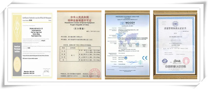 Gate Valve Certifications Display