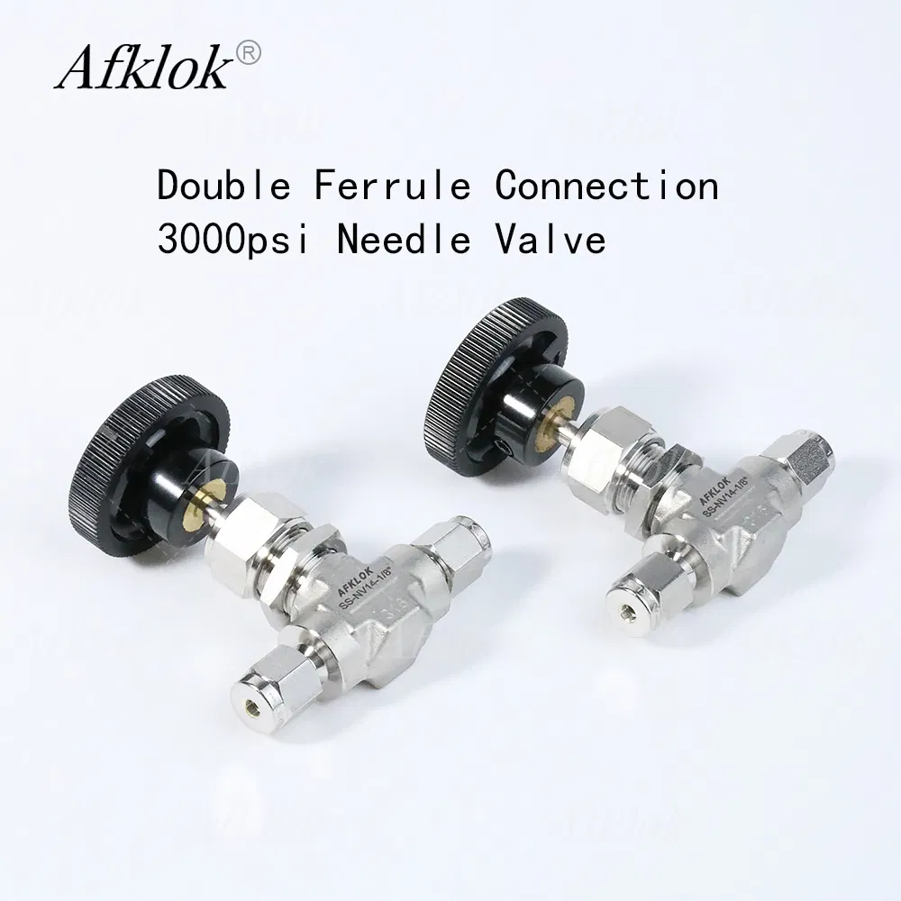 High Pressure Stainless Steel 316L 6000psi Manual Precision 1/8-1/2in Double Ferrule Needle Valve for Gas Semiconductor Manufacturing