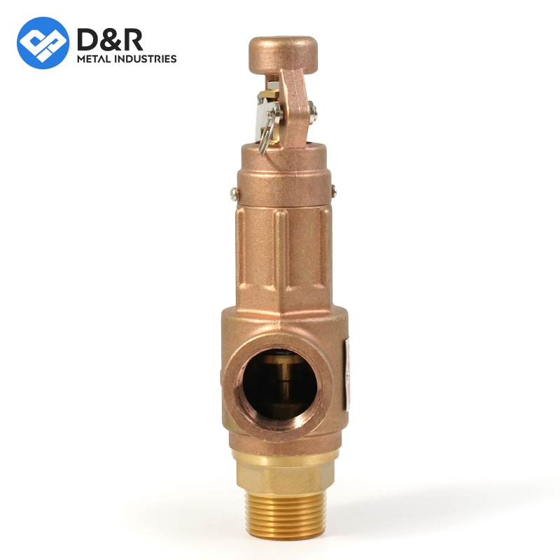 D&R Brass Adjustable Safety Relief Valve Thread Metal Seal Spring Loaded Bypass Pressure Safety Valve with Handle Lever for Boilers HVAC Systems