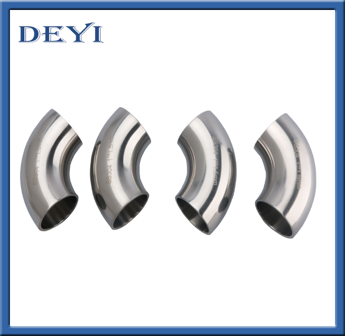 Deyi 90 Degree Polished Stainless Steel SS304/304L 316L Butt-Weld Sanitary Bend Pipe Fitting for Connecting Can Customized