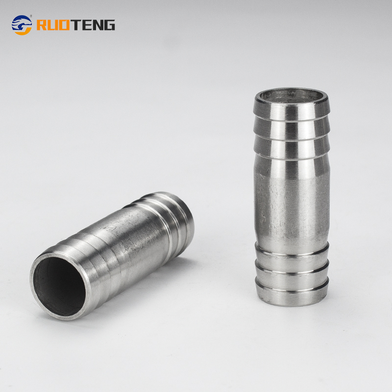 [Ruoteng] Forged Nipple 304 Stainless Steel Hose Barb Splicer Mender Round Union Coupler Pipe Fittings