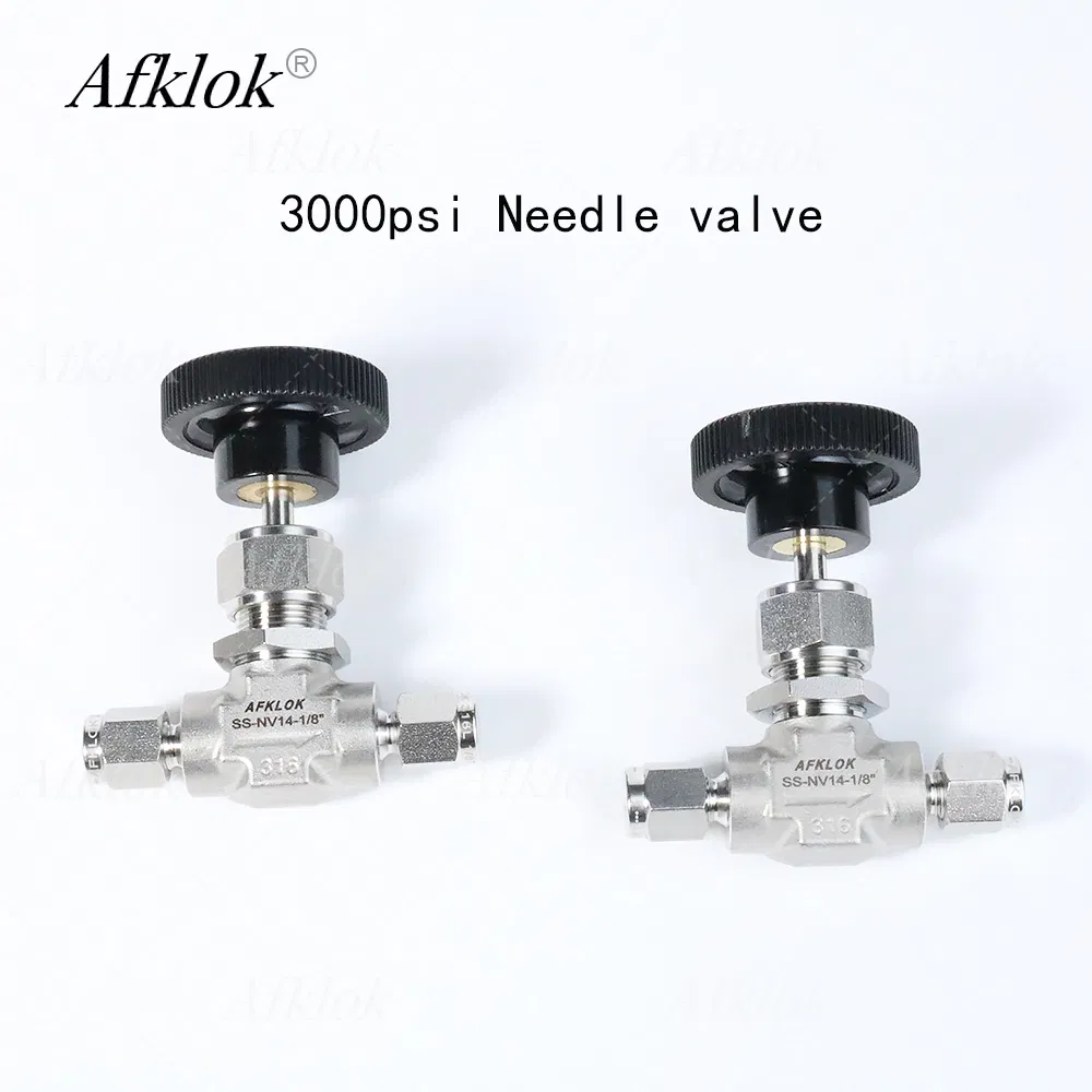 High Pressure Stainless Steel 316L 6000psi Manual Precision 1/8-1/2in Double Ferrule Needle Valve for Gas Semiconductor Manufacturing