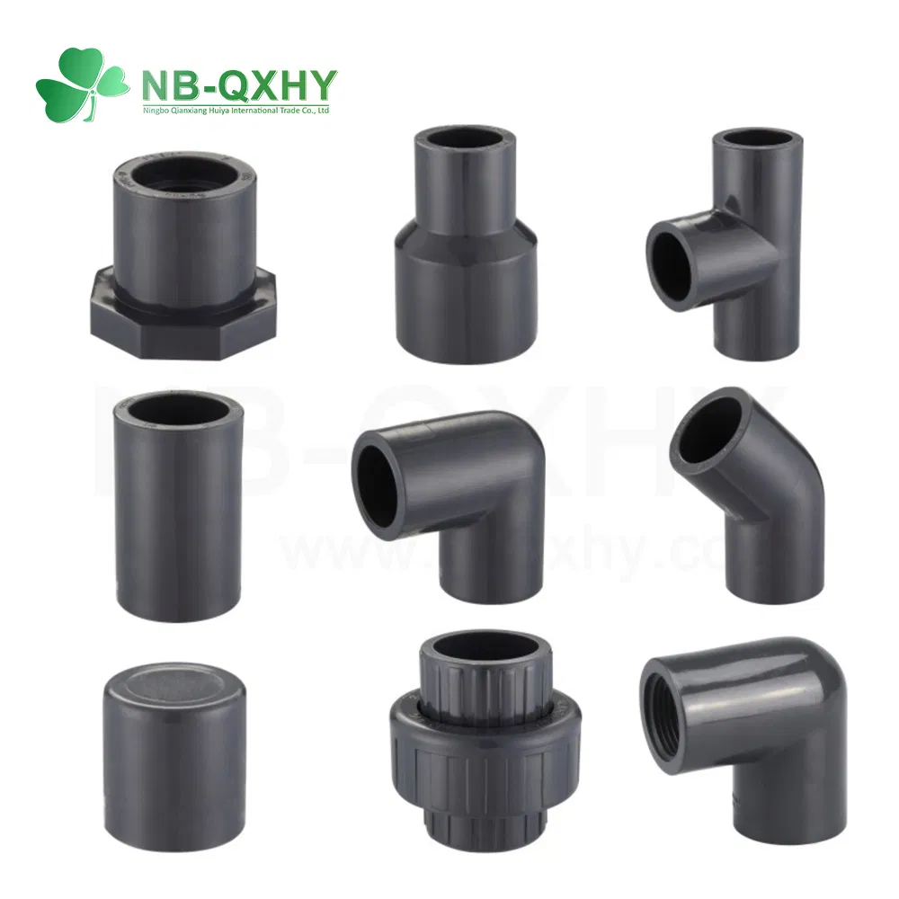 High Pressure PPR Plastic ANSI Sch80 Pn16 Male Female Thread Union Coupling Tee Cap Connector Dark Grey UPVC CPVC PVC Plumbing Pipe Fitting
