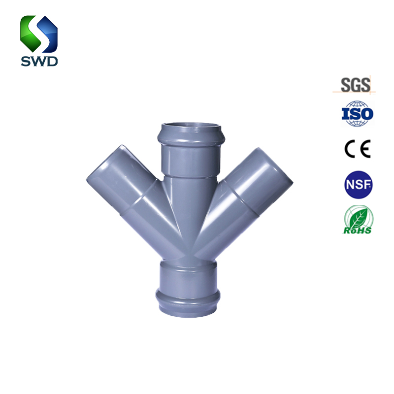 Swd 63mm-355mm UPVC Fittings Tee with Flanged with Rubber Ring Pipe Fitting