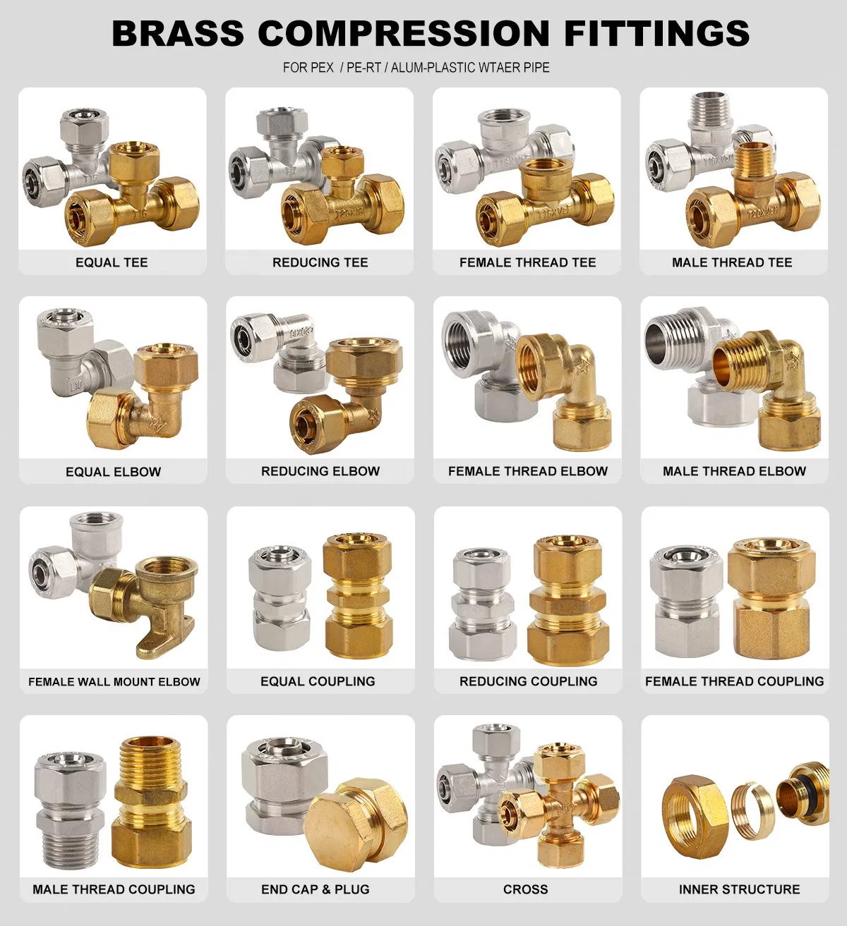High Quality Pex Pipe Multilayer Brass Compression Fittings