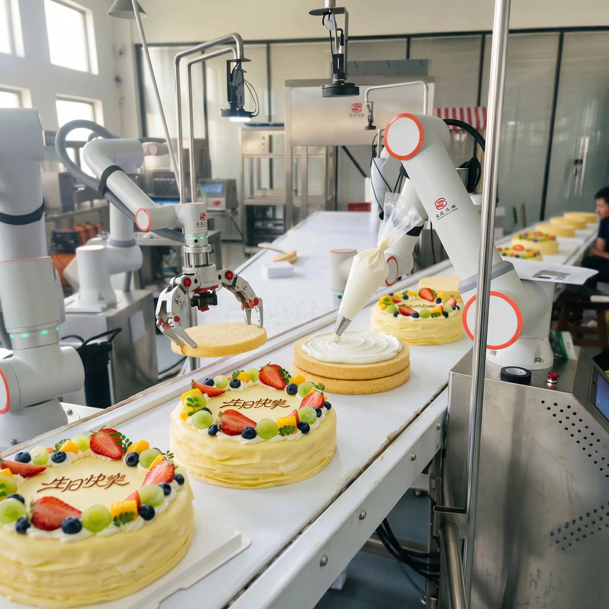Advanced Automatic Cake Production Line with Electric Robot Arm