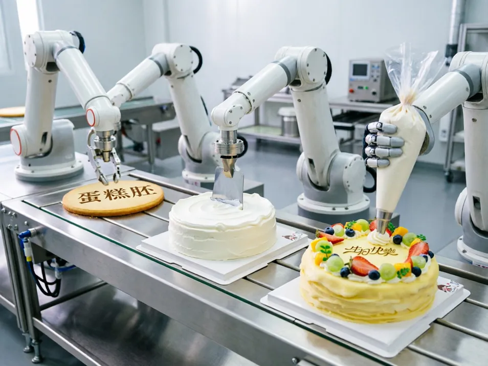 Advanced Automatic Cake Production Line with Electric Robot Arm