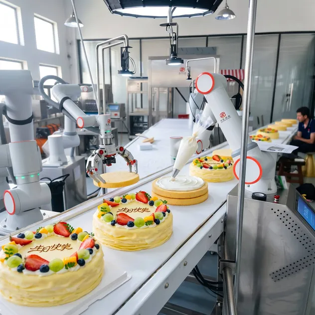 Advanced Automatic Cake Production Line with Electric Robot Arm