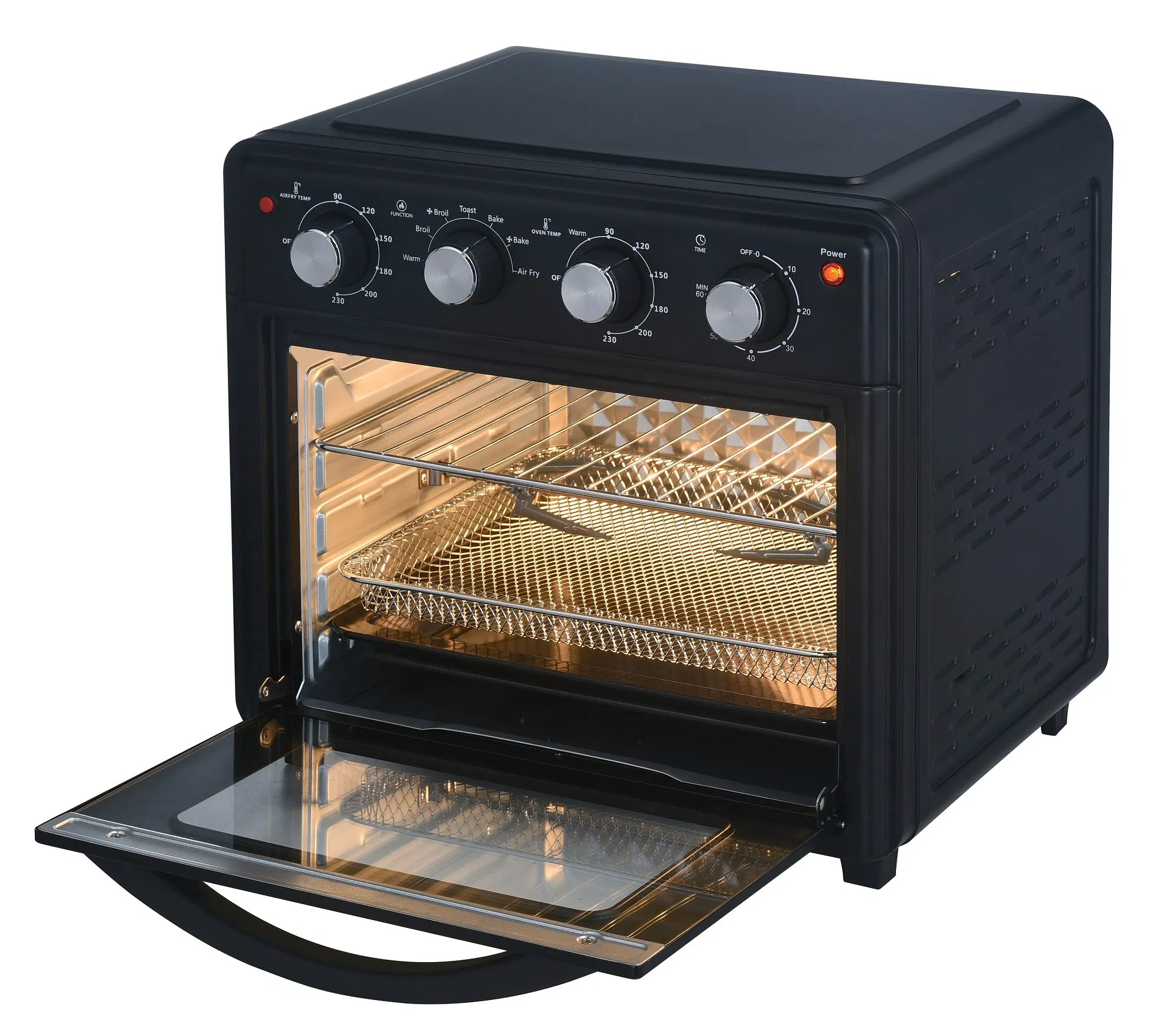 بوزيدا 30L 1600W فرن كهربائي متعدد الوظائف لطهي البيتزا والدجاج والخبز كبير الحجم بدون زيت مع تقنية الهواء الساخن