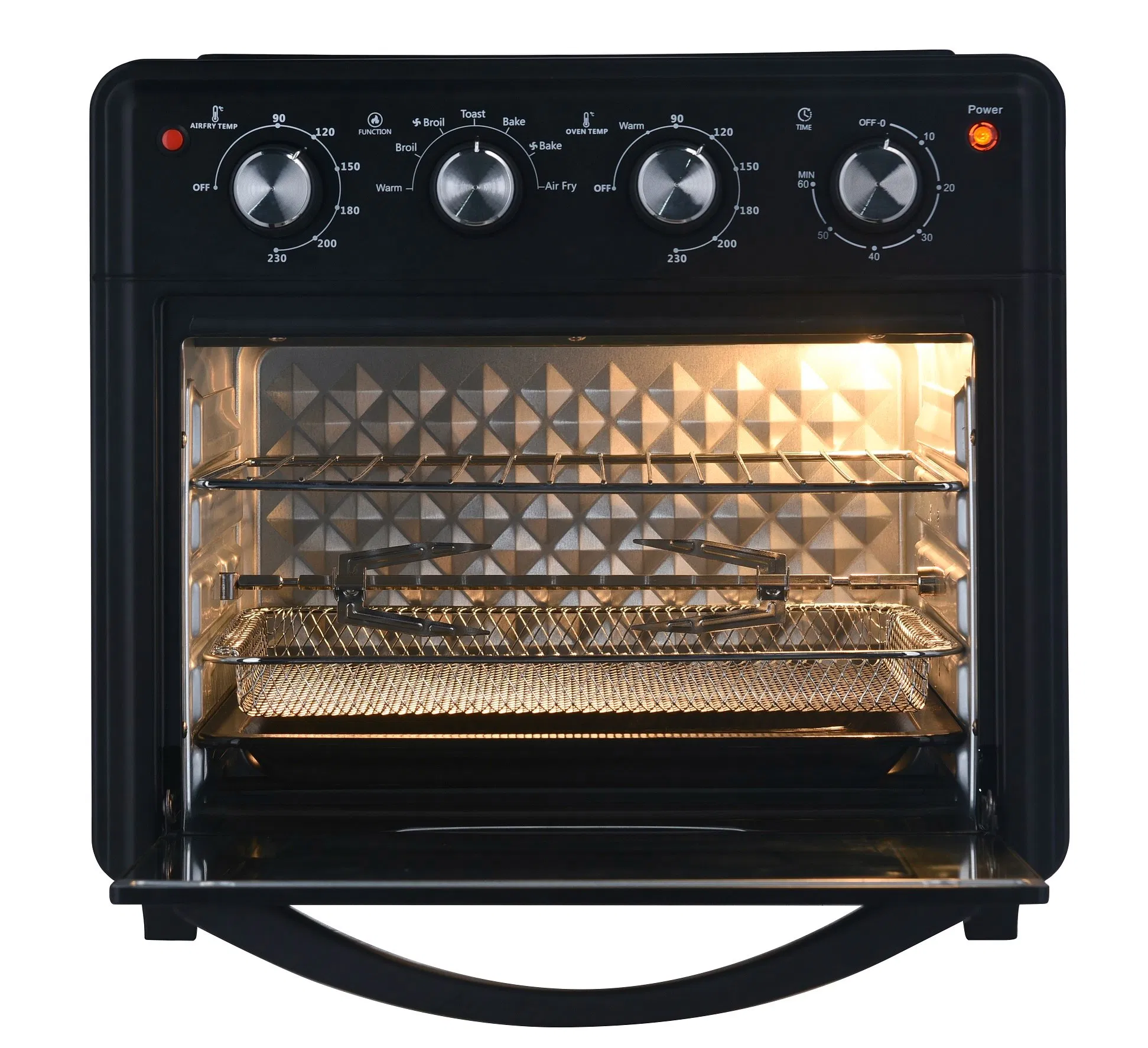 بوزيدا 30L 1600W فرن كهربائي متعدد الوظائف لطهي البيتزا والدجاج والخبز كبير الحجم بدون زيت مع تقنية الهواء الساخن