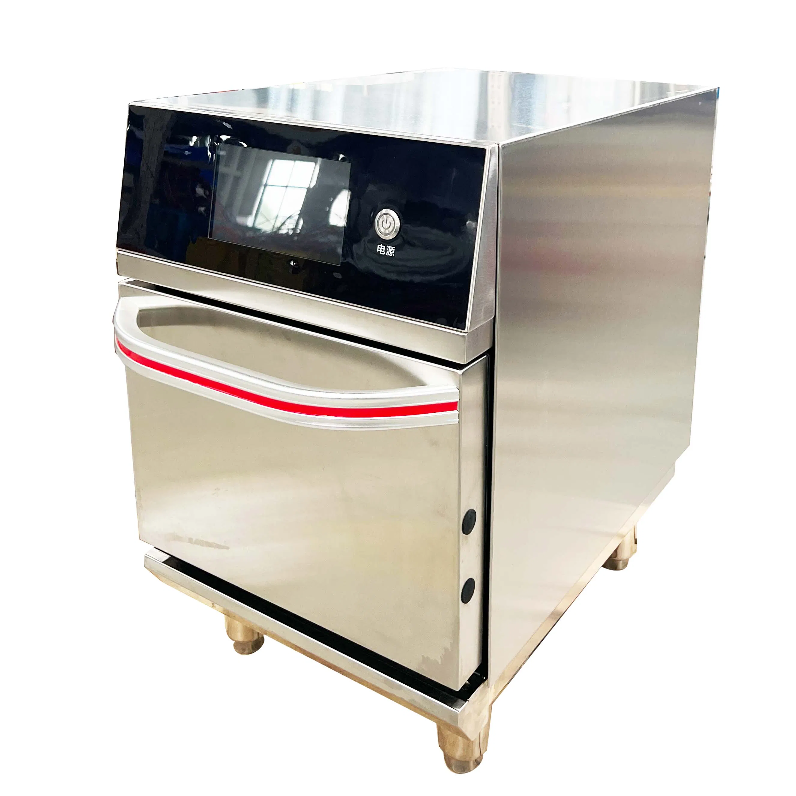 فرن ميكروويف سريع للاستخدام التجاري مع قلاية هوائية حديثة وفعالة ومضغوطة مع convection countertop مدمج من الفولاذ المقاوم للصدأ مع شاشة رقمية قابلة للبرمجة وتقنية العاكس الذكي