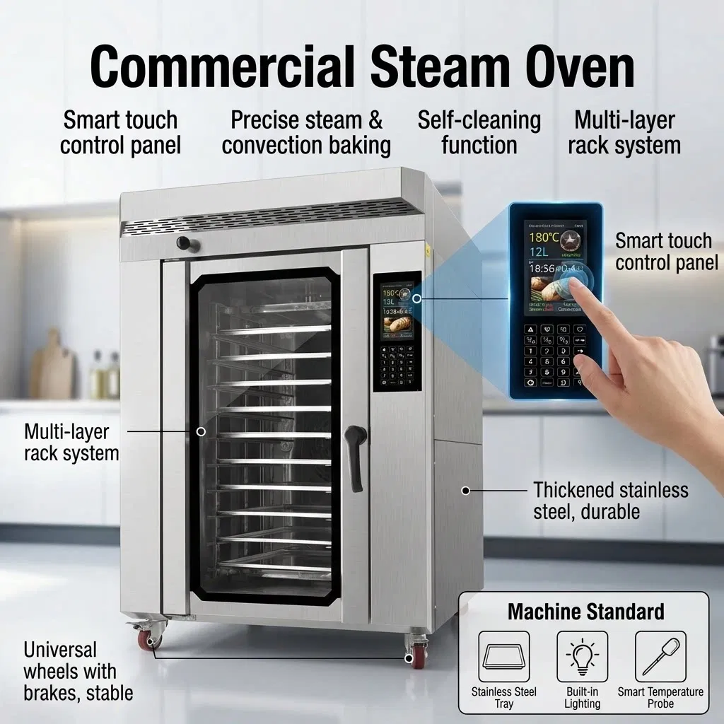 معدات آلات الخبز 10 صواني رف دوار فرن دوار فرن convection هواء ساخن فرن كهربائي مخبز فرن بخار للخبز